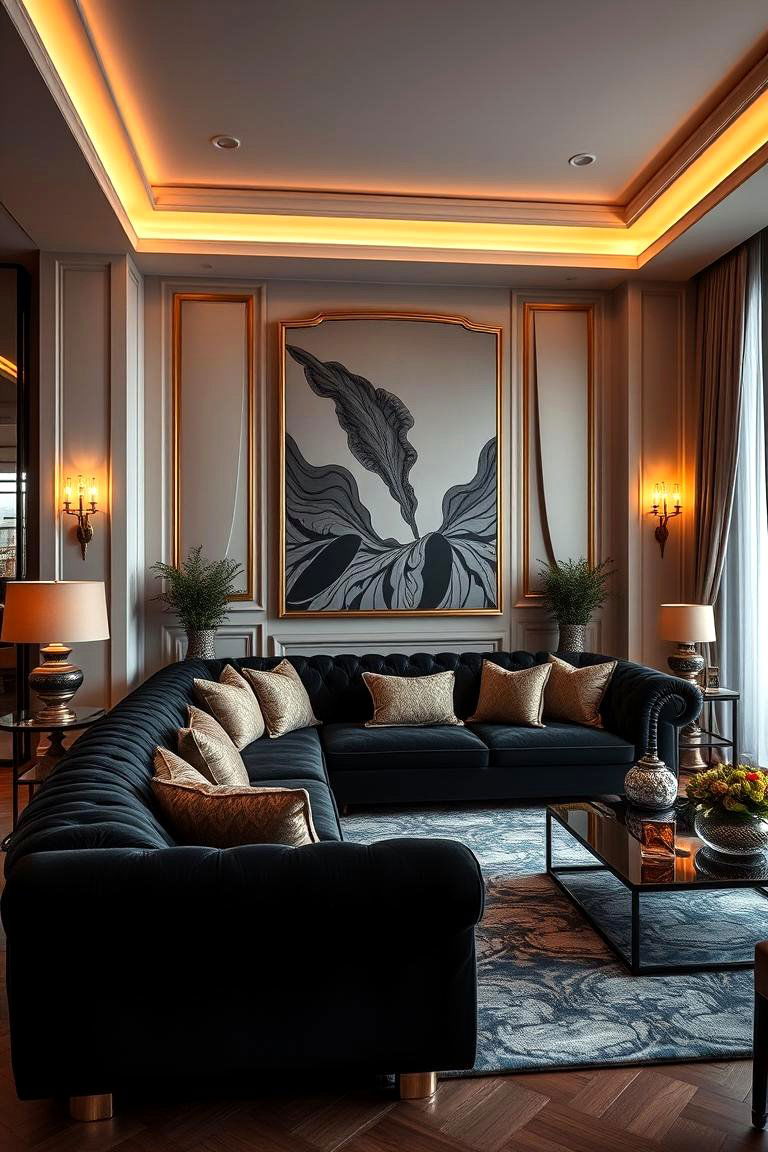 Elegant Opulence - 24 Black Couch Living Room Ideas