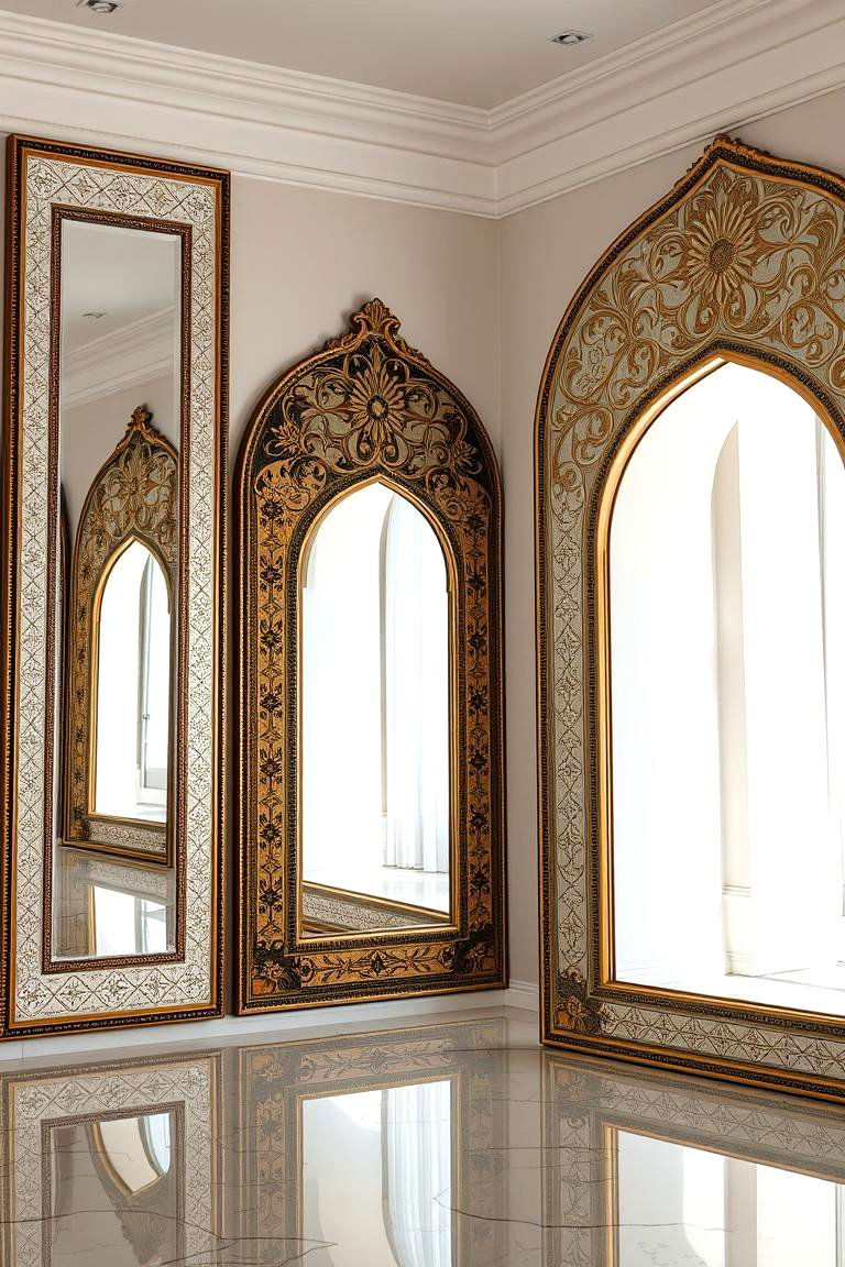 Elegant Ornamental Mirrors - 24 Bohemian Moroccan Living Room Ideas