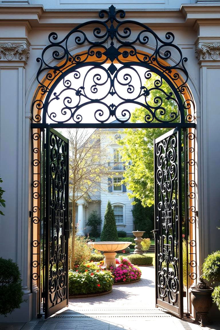 Elegant Ornate Ironwork Portal - 24 garden gate ideas