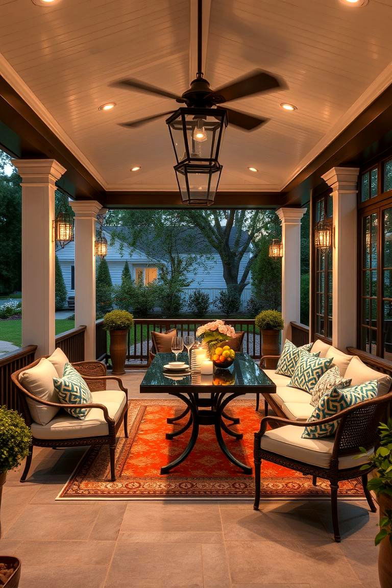 Elegant Outdoor Dining Porch - 24 Mobile Home Porch Ideas