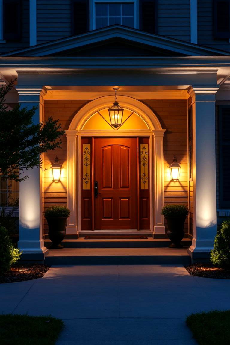 Elegant Outdoor Lighting - 24 Spring Front Door Decor Ideas
