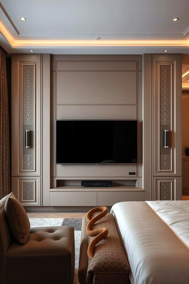 Elegant Panel TV Design - 24 Bedroom Tv Ideas