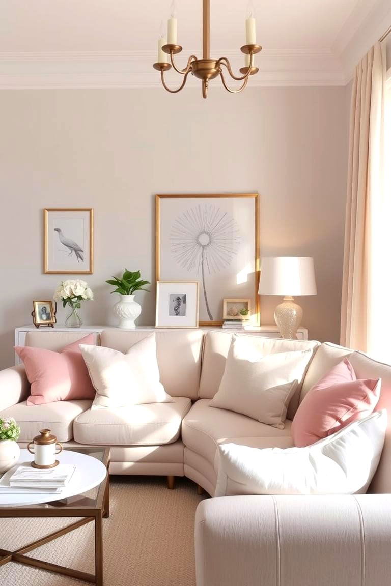 Elegant Pastel Accents - 24 Preppy Living Room Ideas