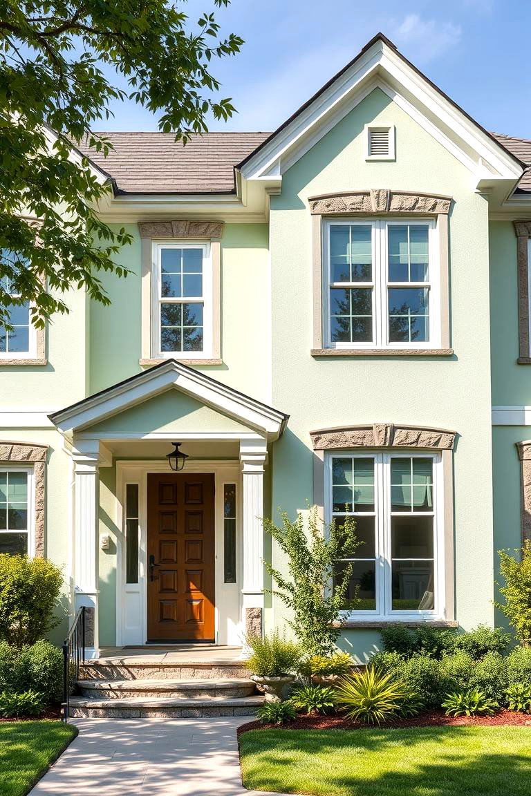 Elegant Pastel Facade - 24 Light Green House Exterior Ideas