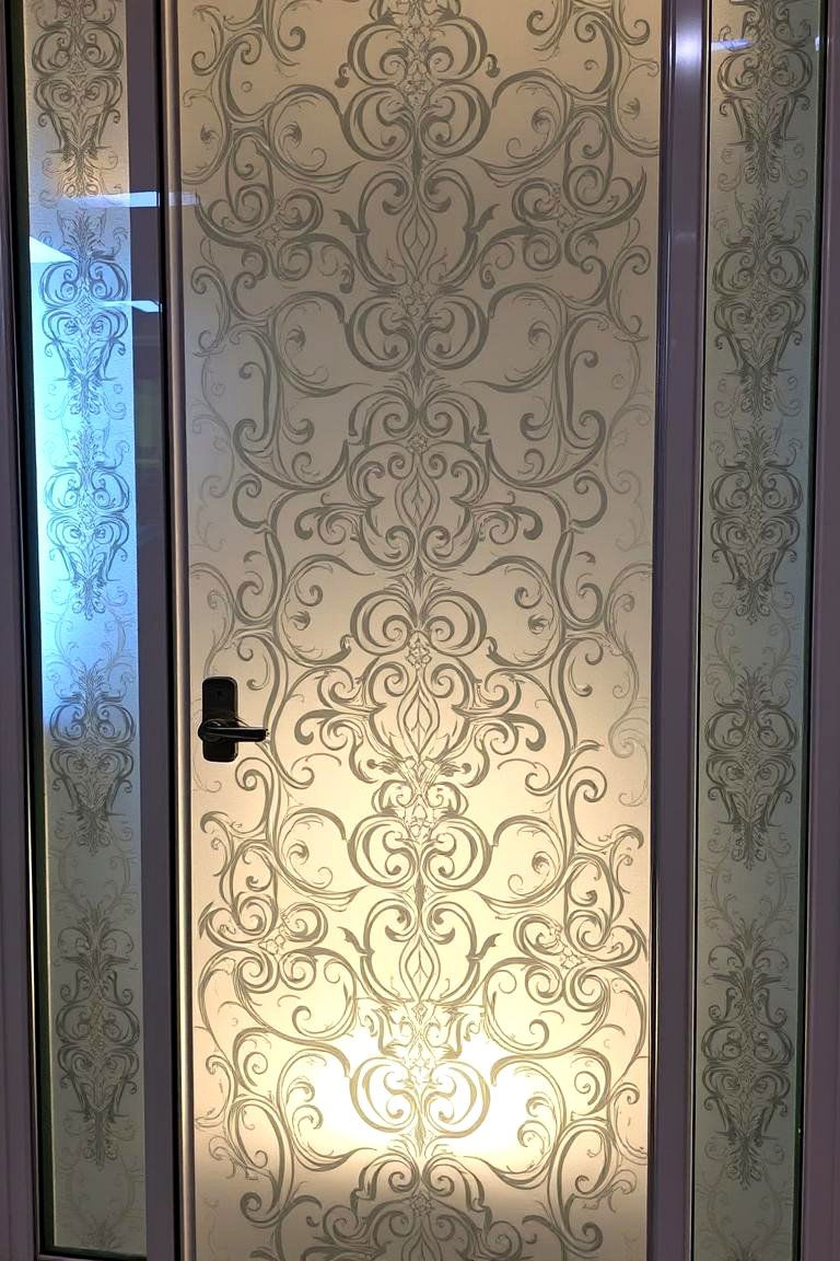 Elegant Patterned Frosted Glass Door - 24 Home Office Door Ideas