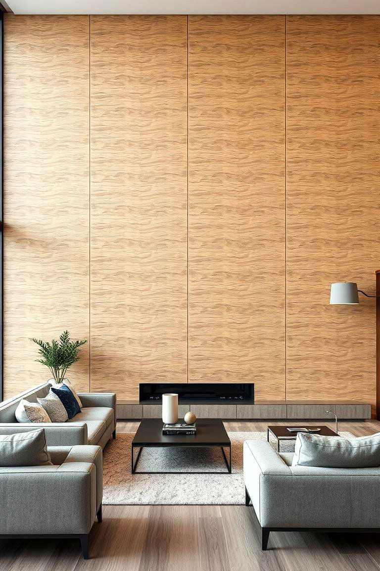 Elegant Patterned Veneer - 24 Wood Accent Wall Ideas