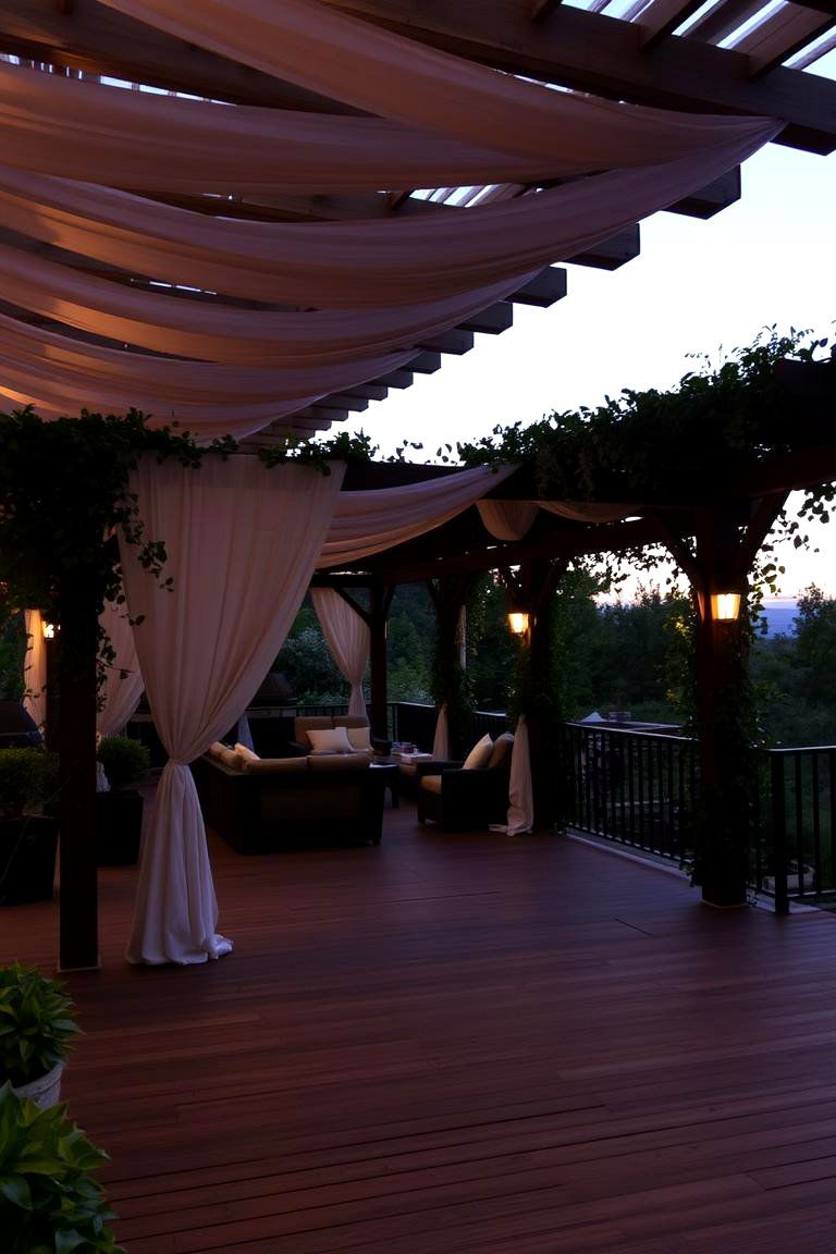Elegant Pergola Covered Deck - 24 Deck and Patio Combination Ideas