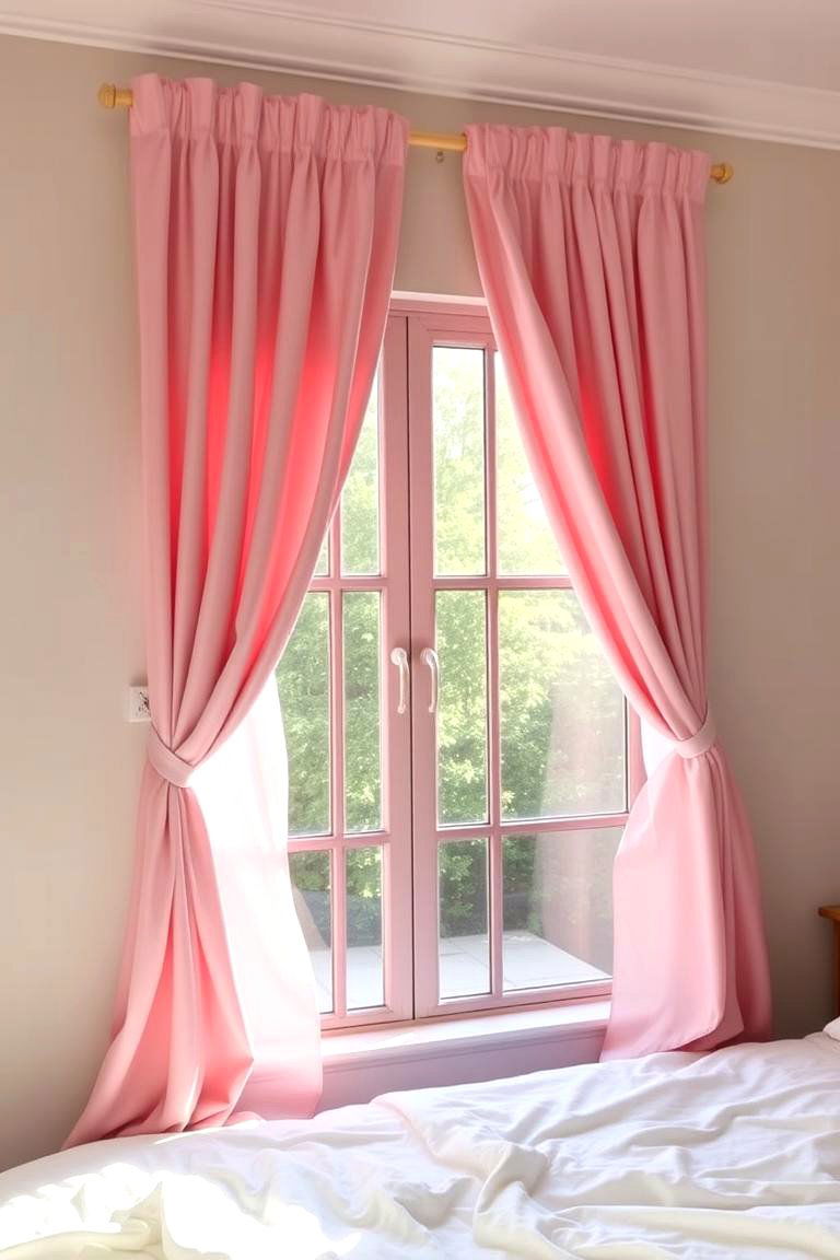 Elegant Pink Curtains and Drapes - 24 Pink Dorm Room Ideas