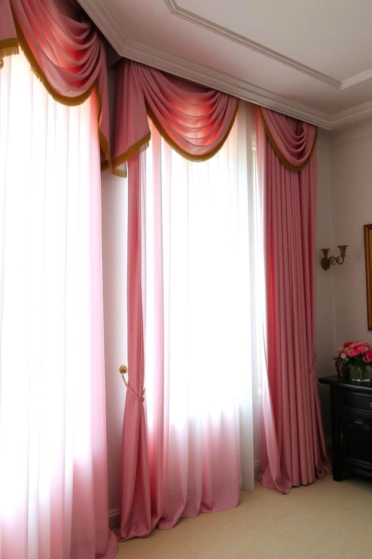 Elegant Pink Drapes - 24 Pink and Gold Bedroom Ideas