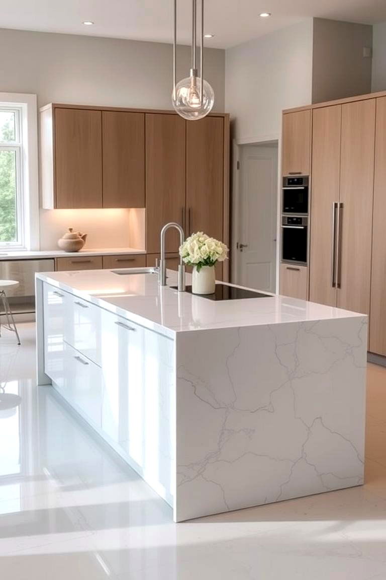 Elegant Quartz Island - 24 Small Kitchen Island Ideas