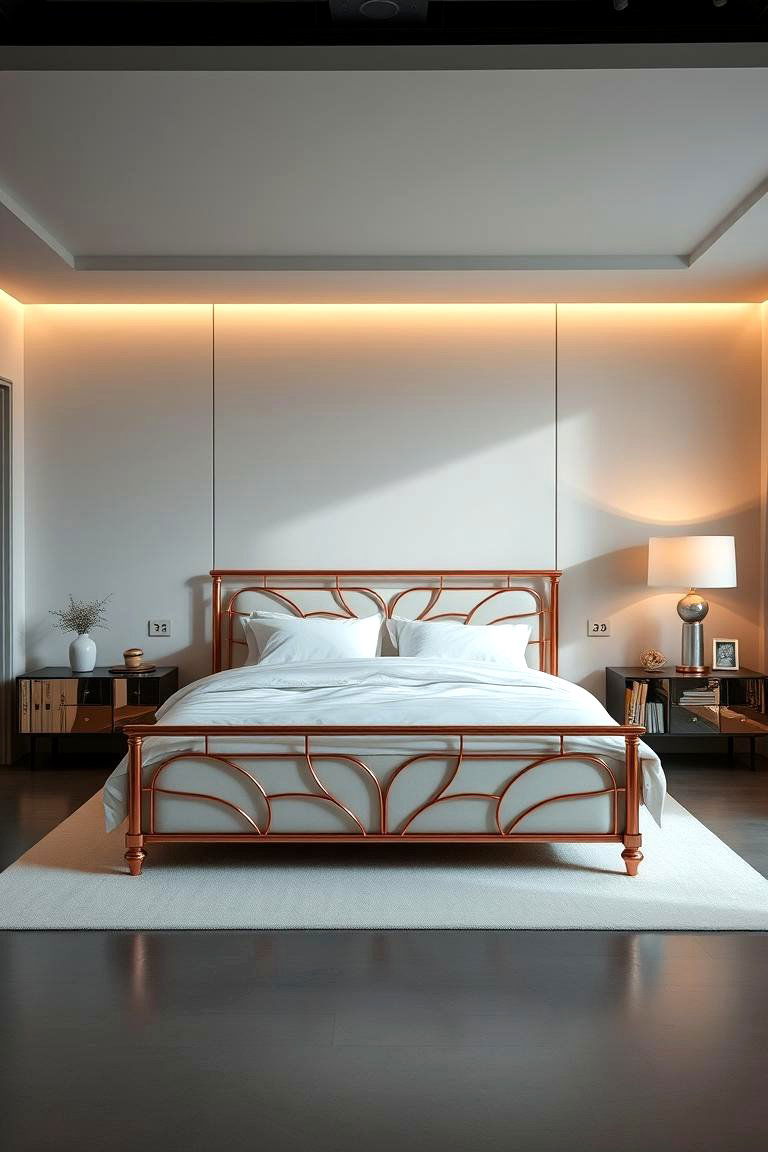 Elegant Rose Gold Bed Frame Designs - 24 Rose Gold Bedroom Ideas