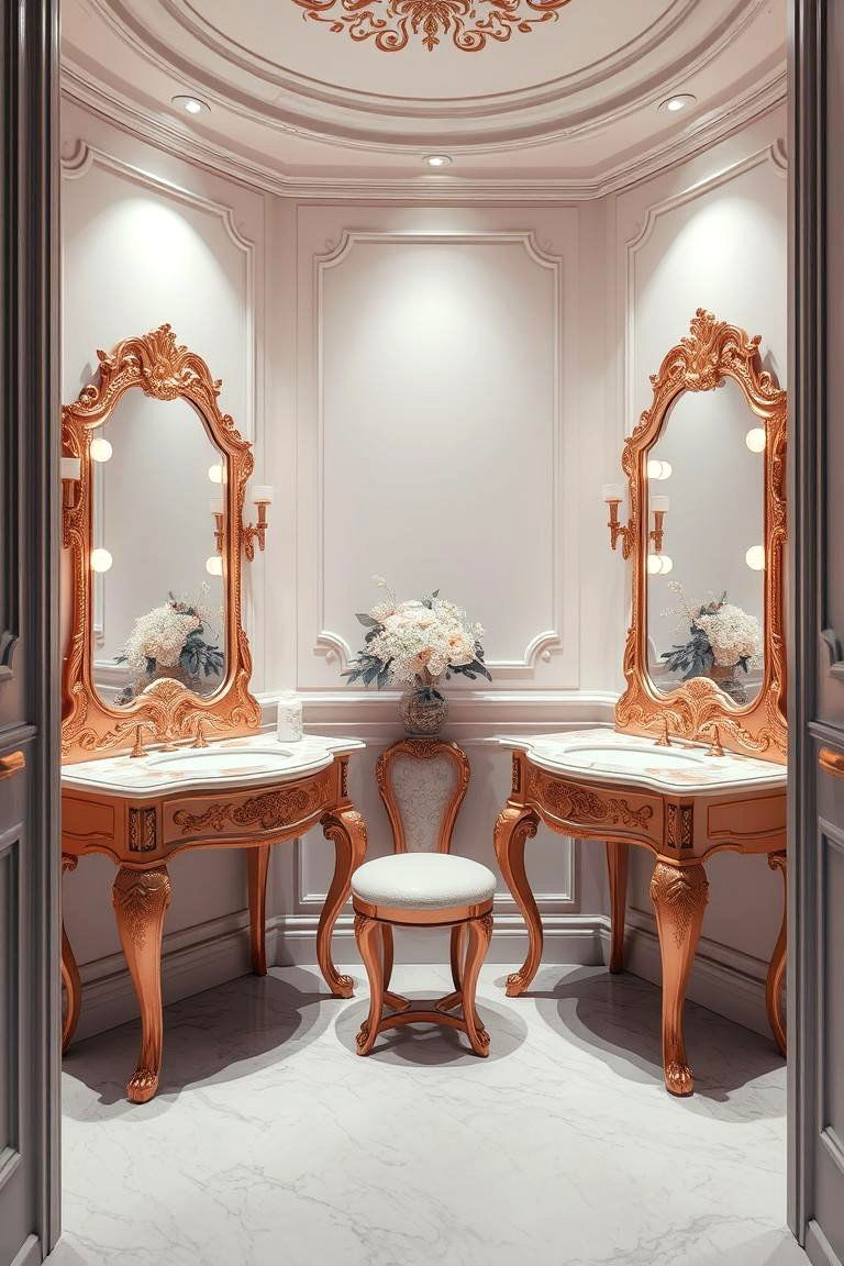 Elegant Rose Gold Vanity Sets - 24 Rose Gold Bedroom Ideas