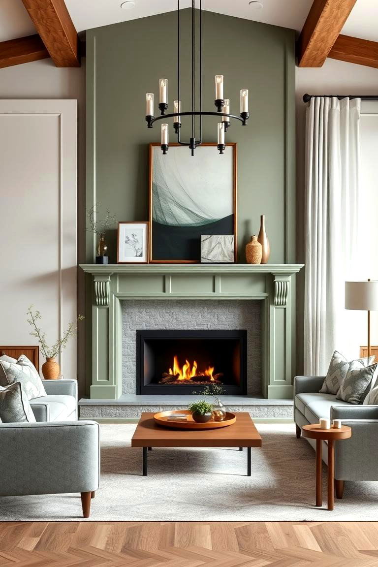 Elegant Sage Green Mantel - 24 Sage Green Fireplace Ideas