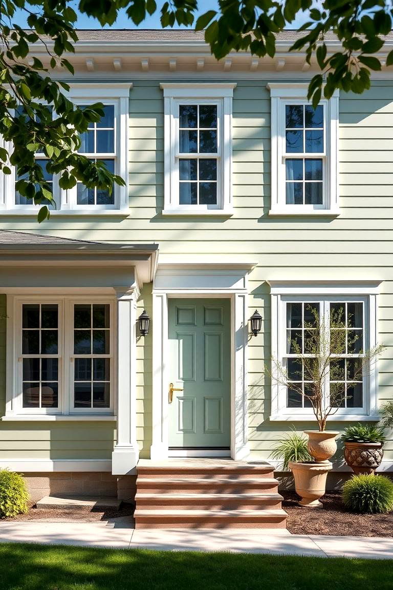Elegant Shaded Exterior - 24 Light Green House Exterior Ideas