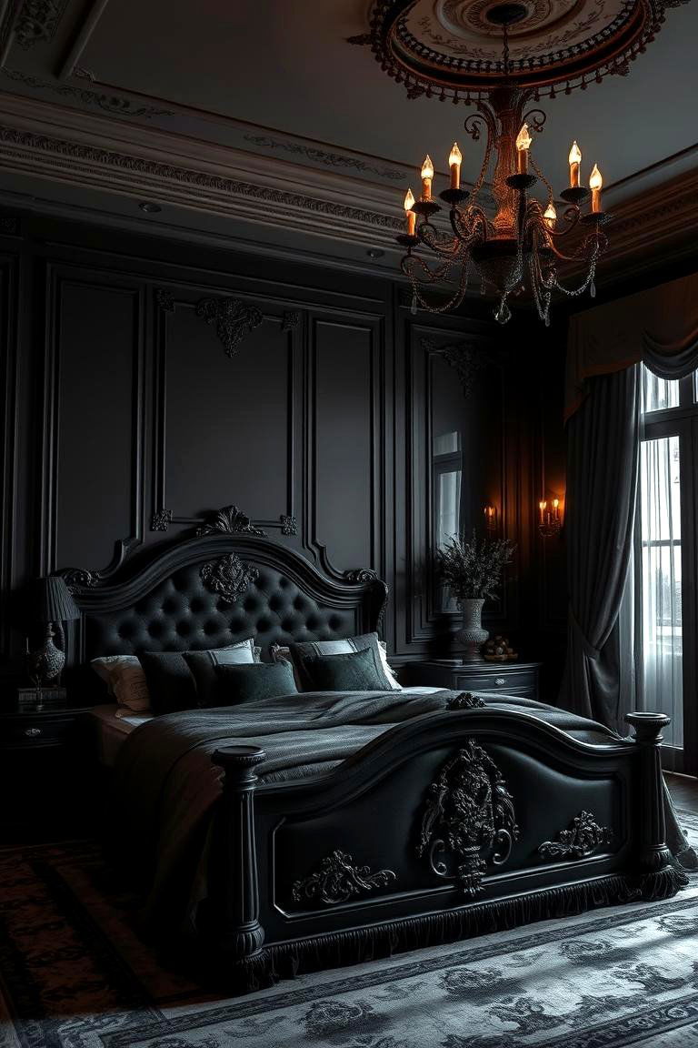 Elegant Shadow Accents - 24 Dark Bedroom Ideas