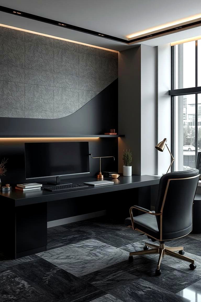 Elegant Shadow Layers - 24 dark home office design ideas