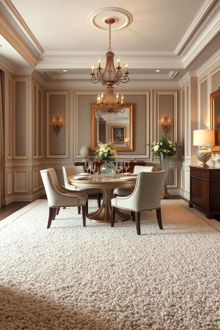 Elegant Shag Carpet - 24 Carpeted Dining Room Ideas