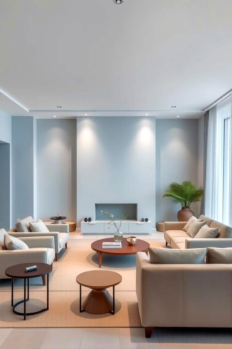 Elegant Simplicity Showcase - 24 blue and beige living room ideas