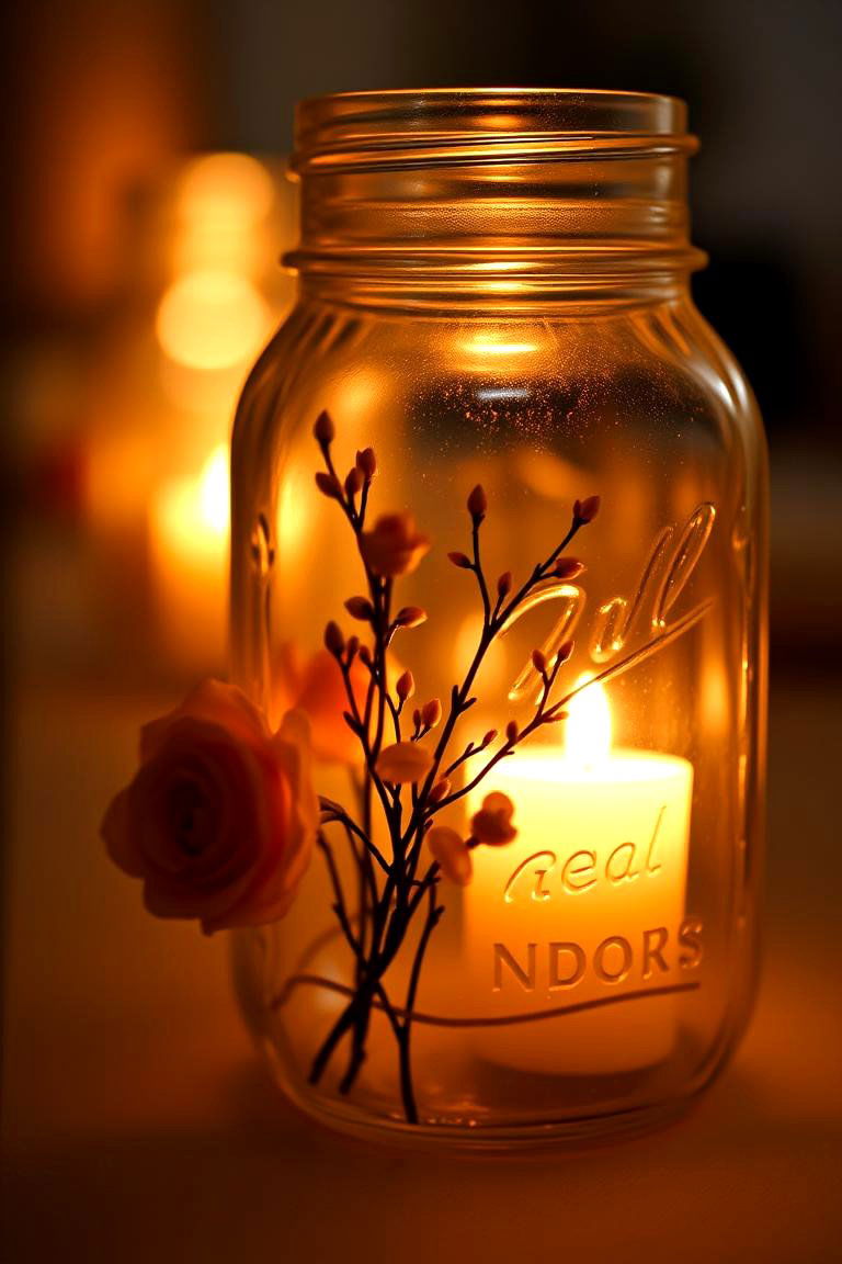 Elegant Simplicity Soft Light and Gentle Blooms - 24 Mason Jar Wedding Centerpieces