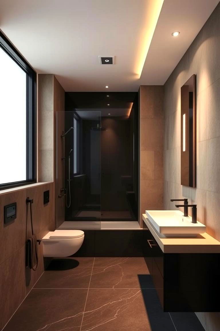 Elegant Simplicity with Monochrome Brown and Black - 24 brown and black bathroom ideas
