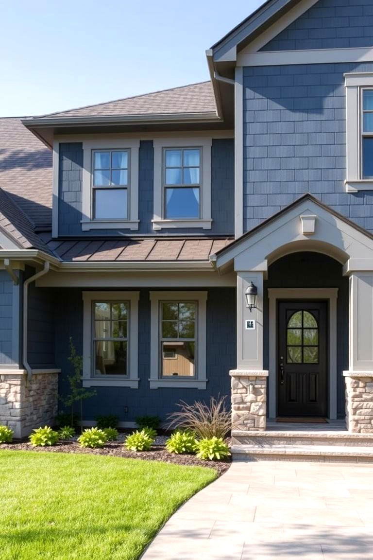 Elegant Slate Blue - 24 blue exterior house paint ideas