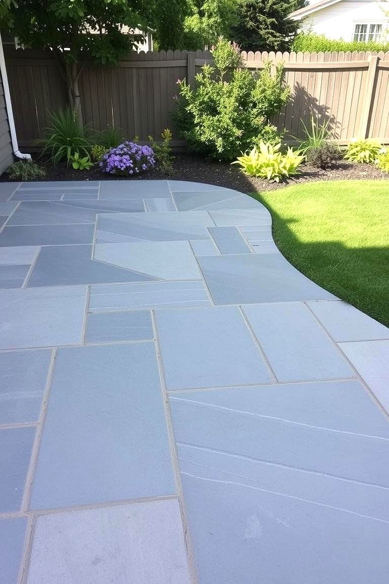 Elegant Slate Stamped Concrete Patio - 24 Stamped Concrete Patio Ideas