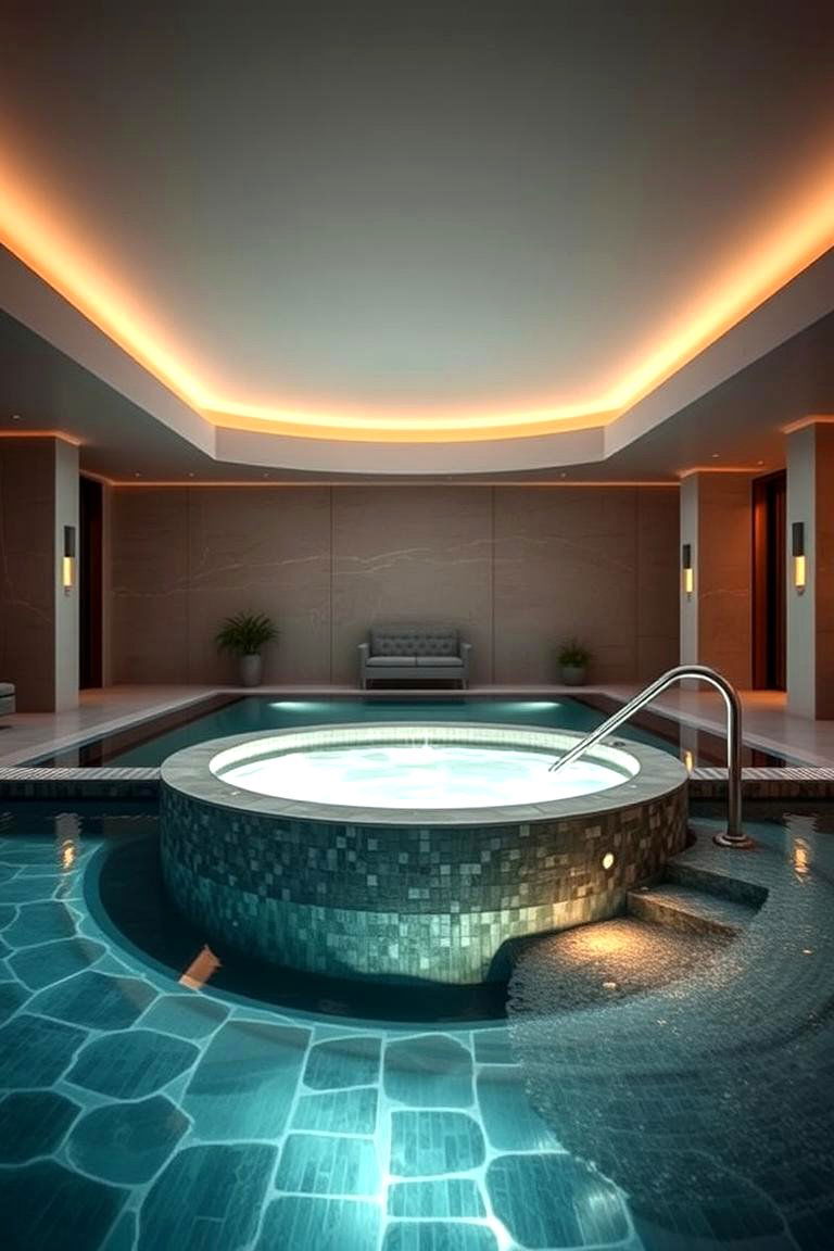 Elegant Spool Pool with Integrated Spa - 24 Spool Pool Ideas