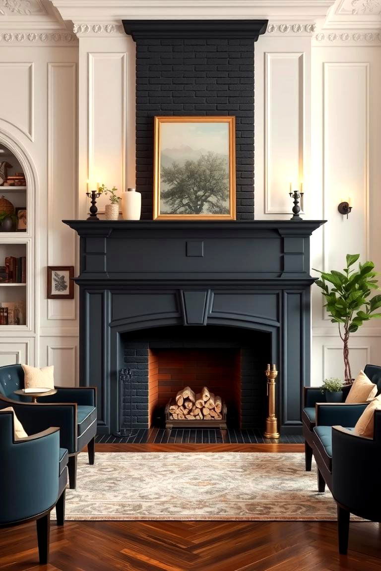 Elegant Statement of Contrast - 24 Black Brick Fireplace Ideas