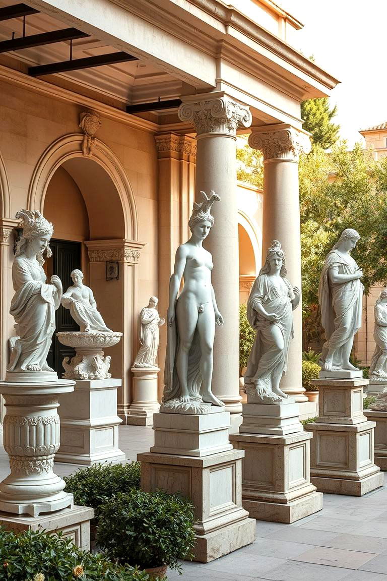 Elegant Stone Sculptures and Classical Statues - 24 spanish style patio ideas