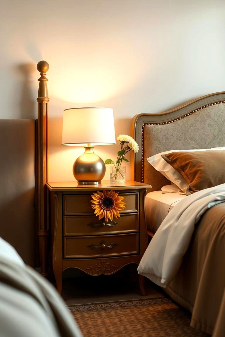 Elegant Sunflower Nightstands - 24 Sunflower Bedroom Ideas
