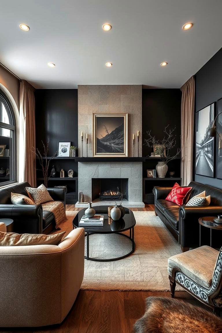 Elegant Texture Harmony - 24 Black and Beige Living Room Ideas