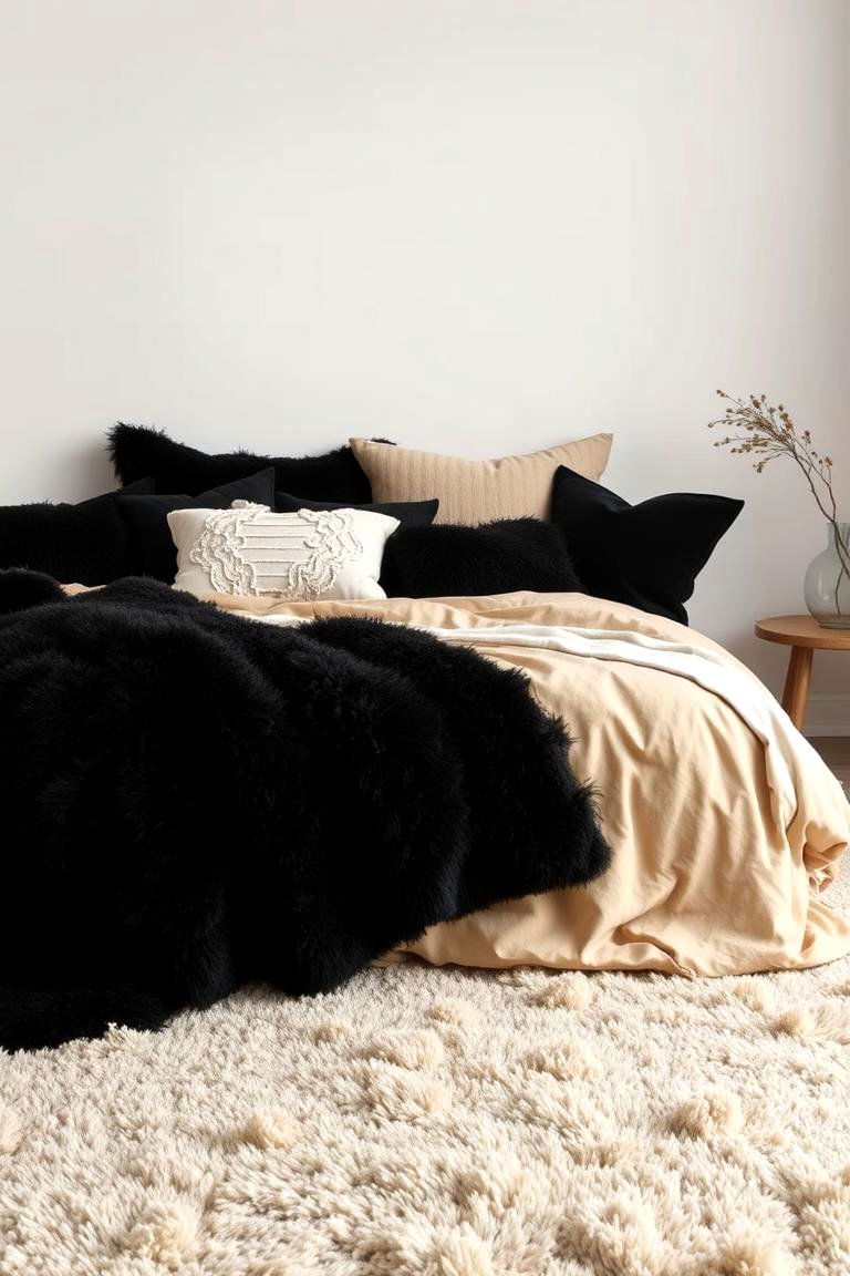 Elegant Textured Layers - 24 Black and Beige Bedroom Design Ideas