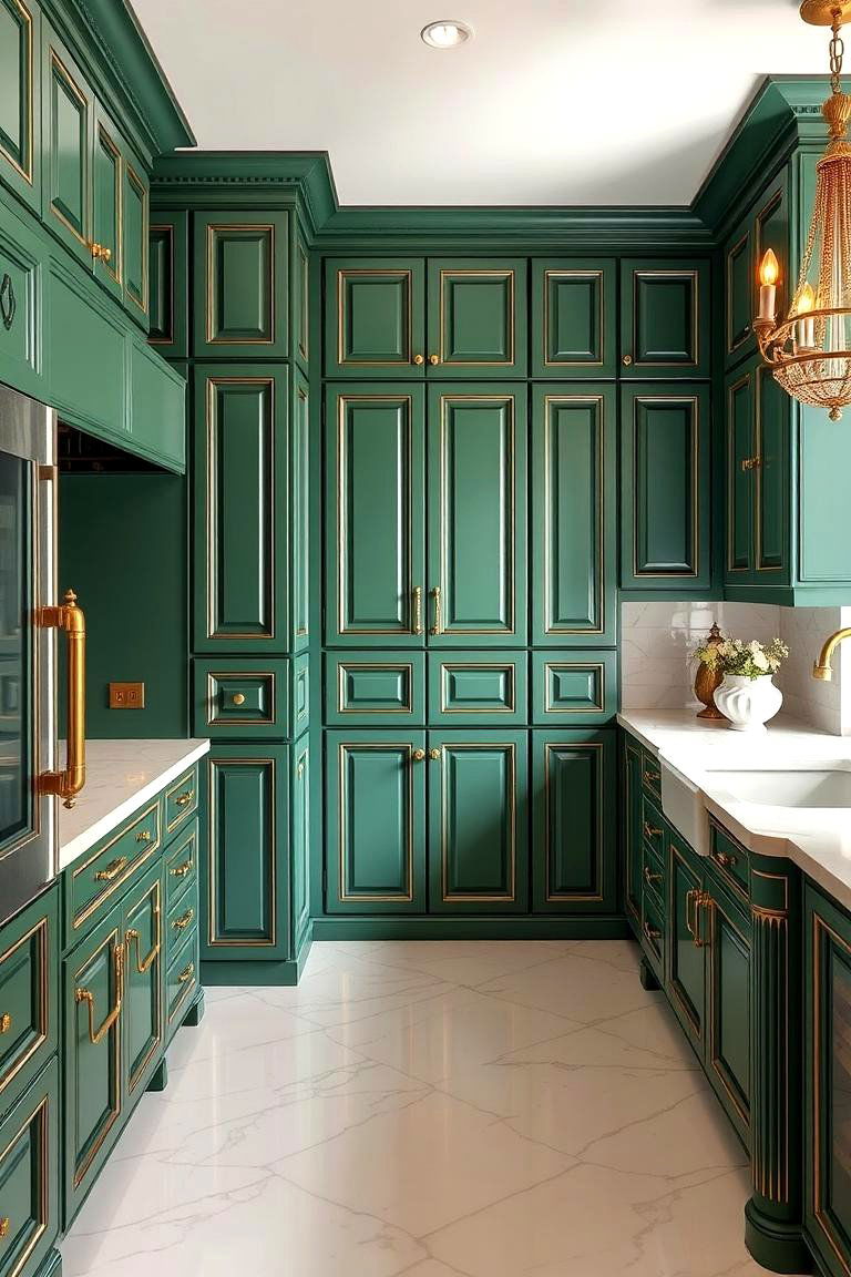 Elegant Touch with Gold Accents - 24 Painting Kitchen Cabinet Ideas