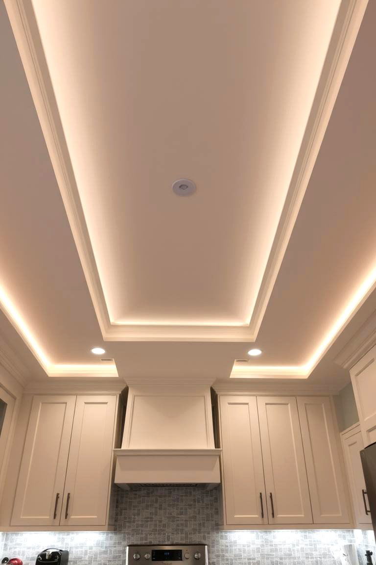 Elegant Tray Ceiling - 24 Kitchen Ceiling Ideas
