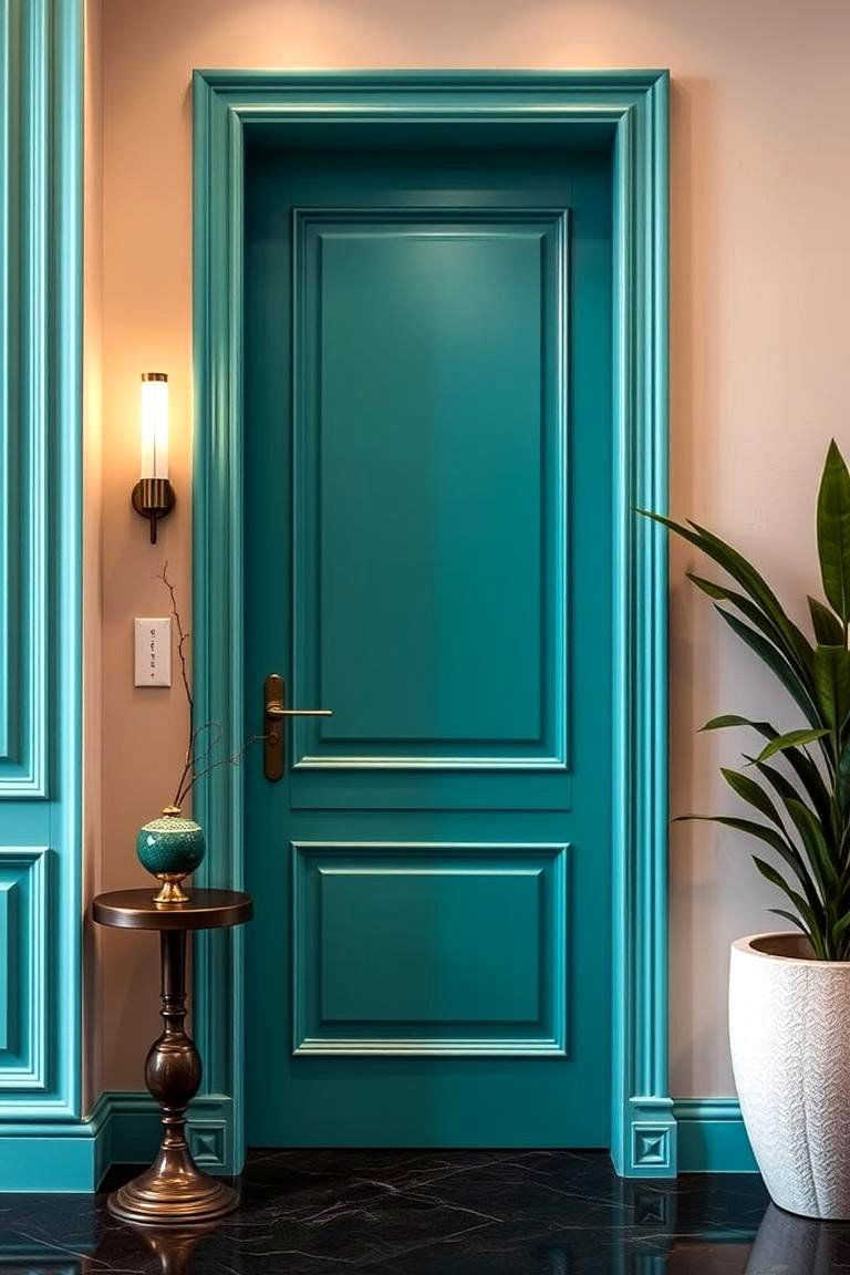 Elegant Turquoise Accents - 24 Turquoise Front Door Ideas