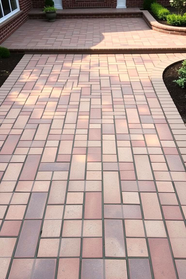 Elegant Two Tone Brick Layout - 24 herringbone brick patio designs