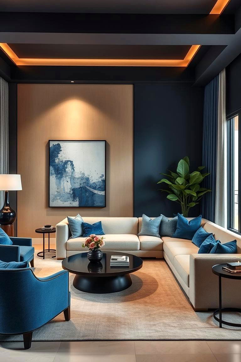 Elegant Urban Oasis - 24 blue and beige bedroom ideas