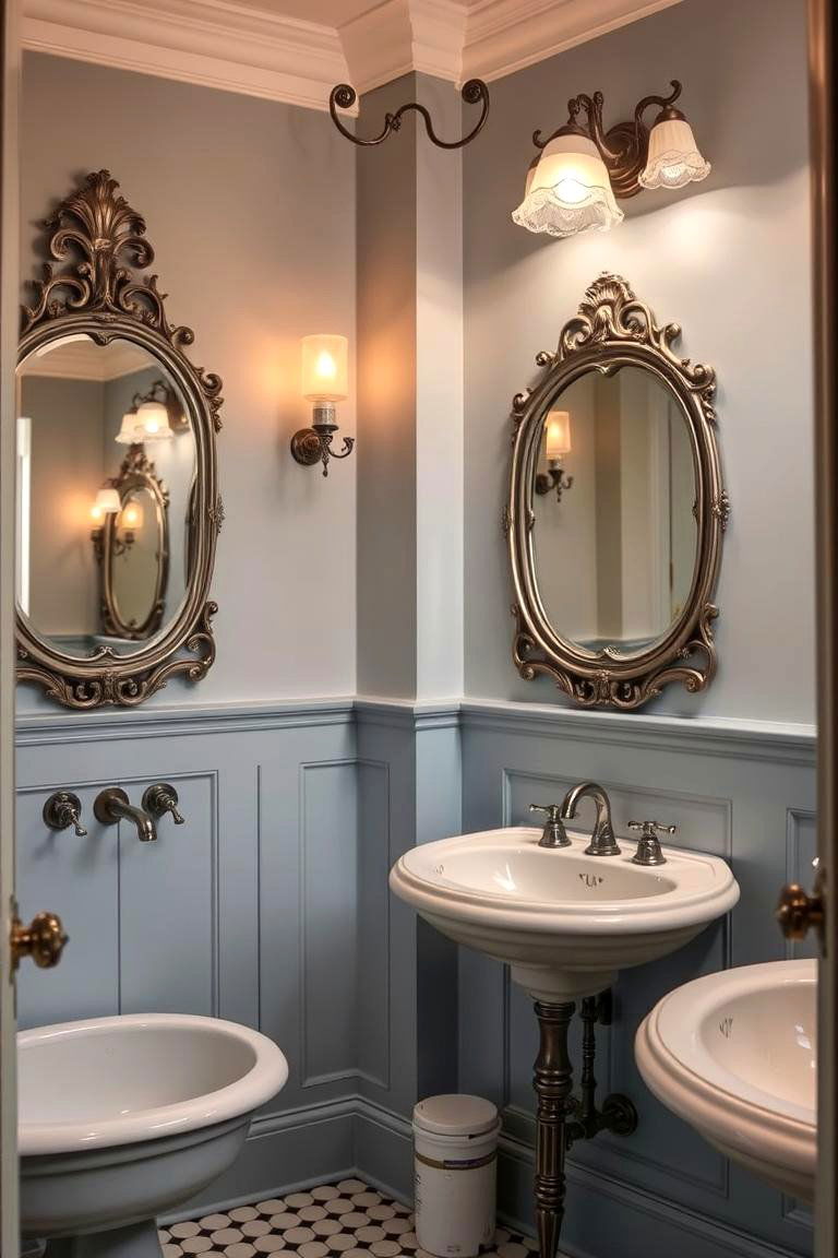 Elegant Vintage Flair - 24 Blue and Gray Bathroom Ideas