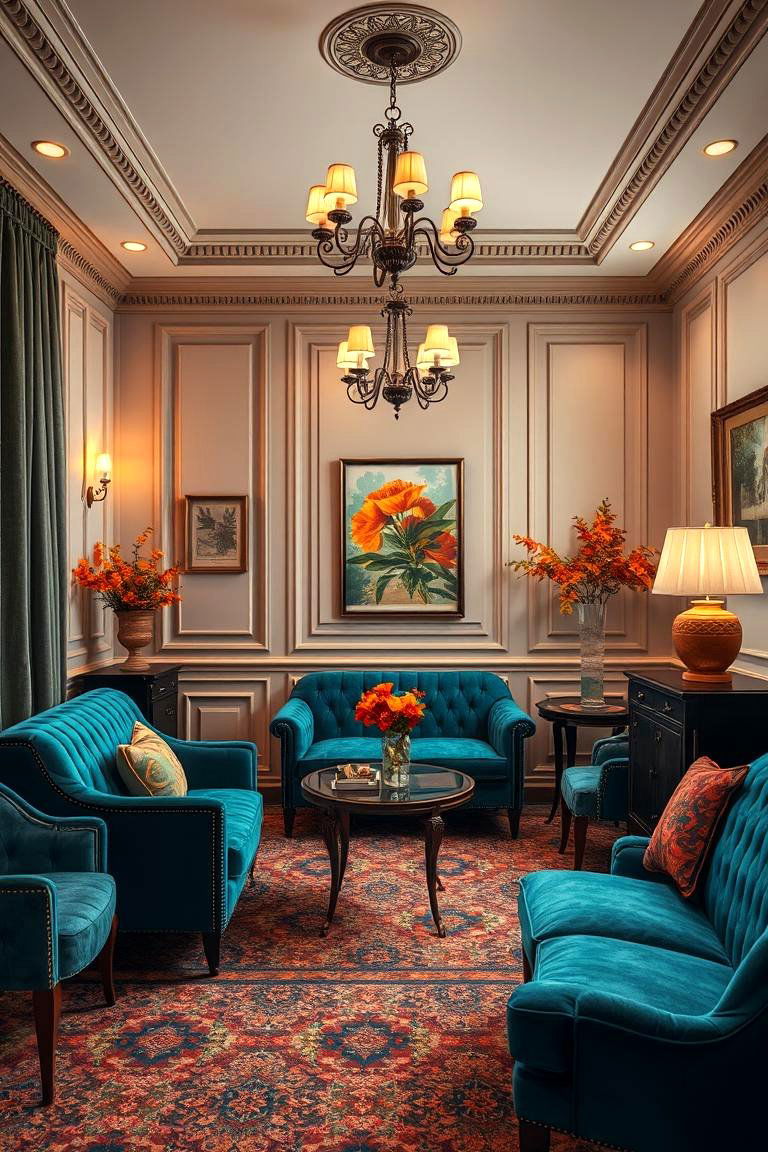 Elegant Vintage Fusion - 24 Teal and Orange Color Scheme for Your Rooms
