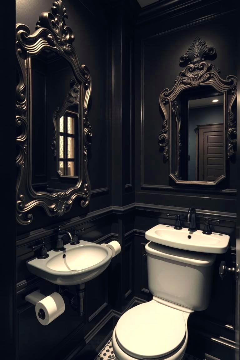 Elegant Vintage Touch in Dark Bathrooms - 24 Dark Bathroom Ideas