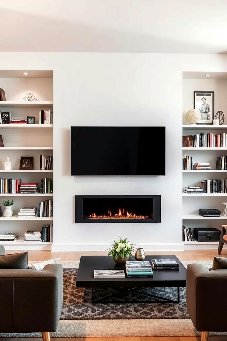 Elegant Wall Mounted Bookshelves with a Fireplace - 24 Fireplace With Bookshelves