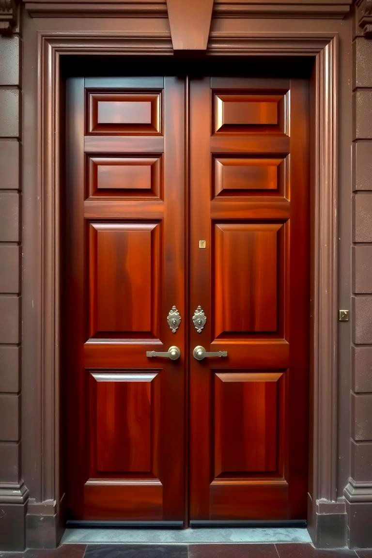 Elegant Warm Tones with Rich Accents - 24 Brown Front Door Ideas
