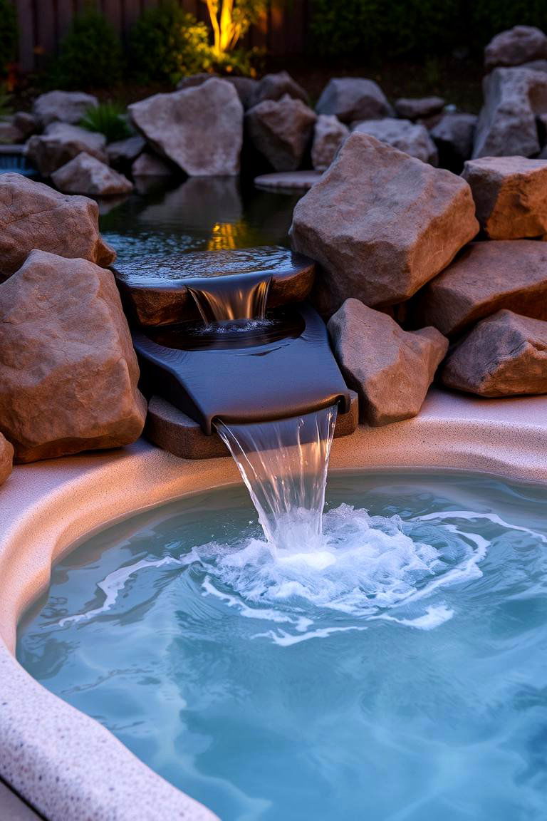 Elegant Water Features - 24 Hot Tub Landscaping Ideas