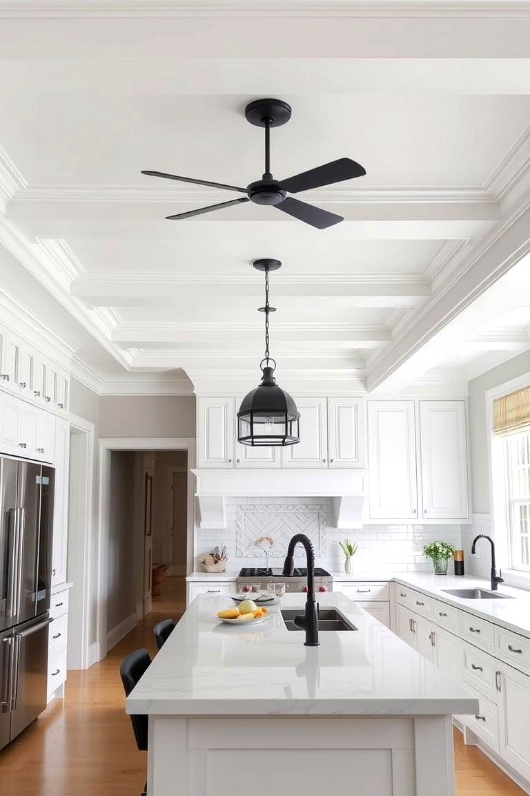 Elegant White Ceilings with Bold Black Features - 24 black white and gold kitchen ideas