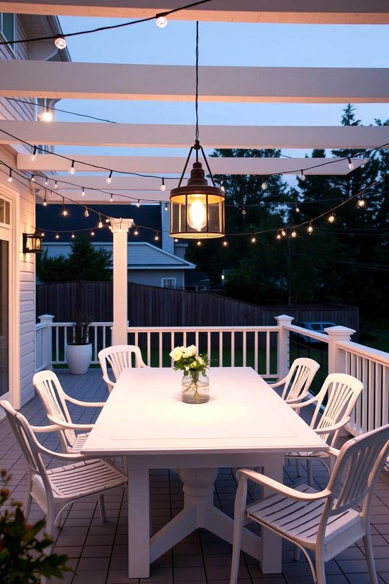 Elegant White Deck with Outdoor Dining - 24 White Deck Ideas
