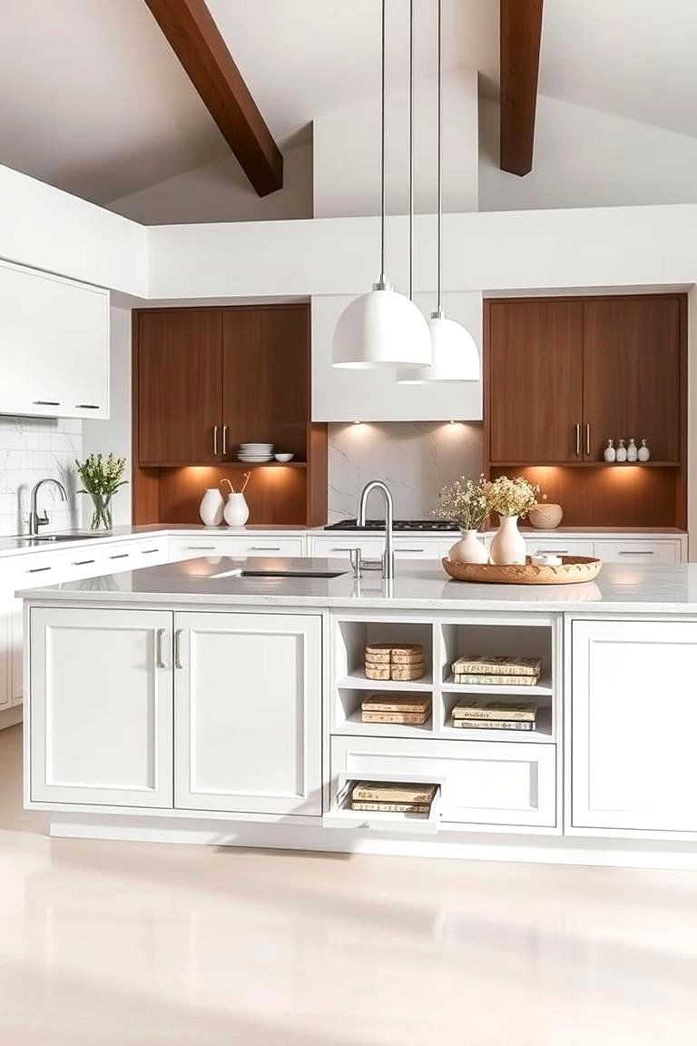 Elegant White Kitchen Island - 24 White Kitchen Ideas
