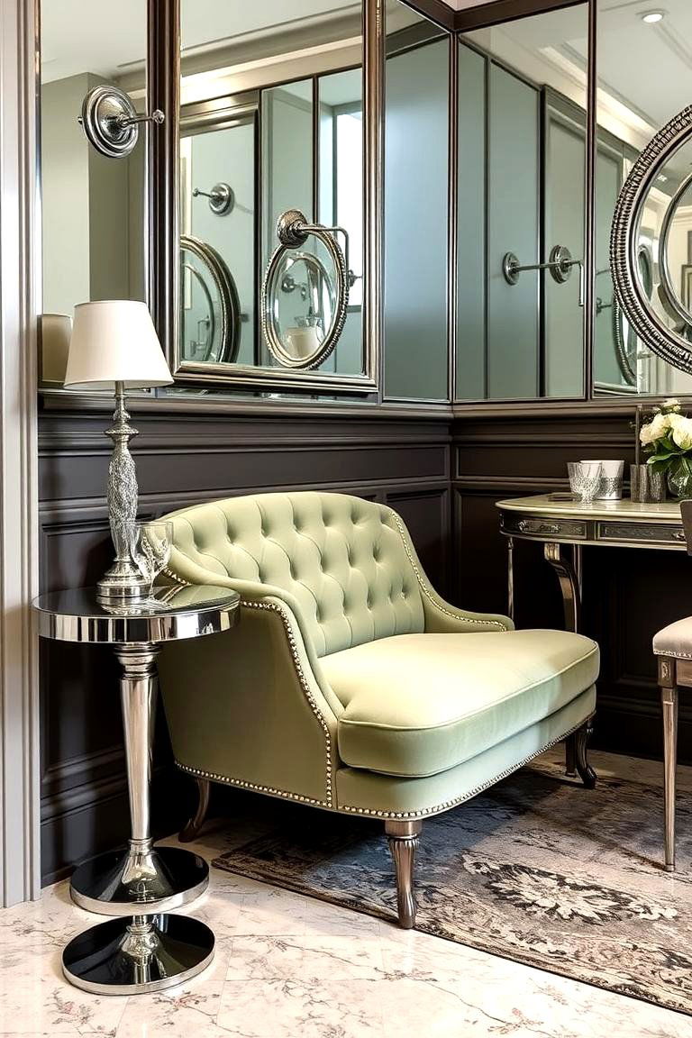 Elegant with Metallic Finishes - 24 sage green couch living room ideas