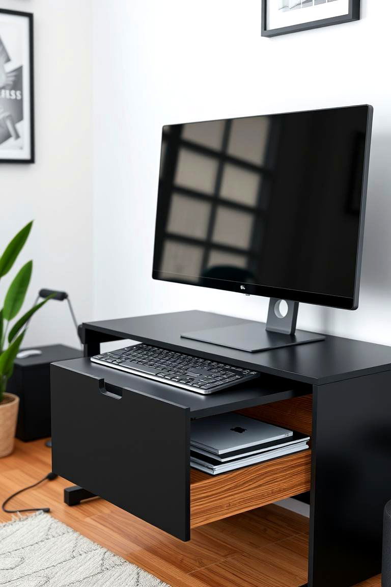 Elevate Your Monitor with a Storage Stand - 24 Office Storage Ideas