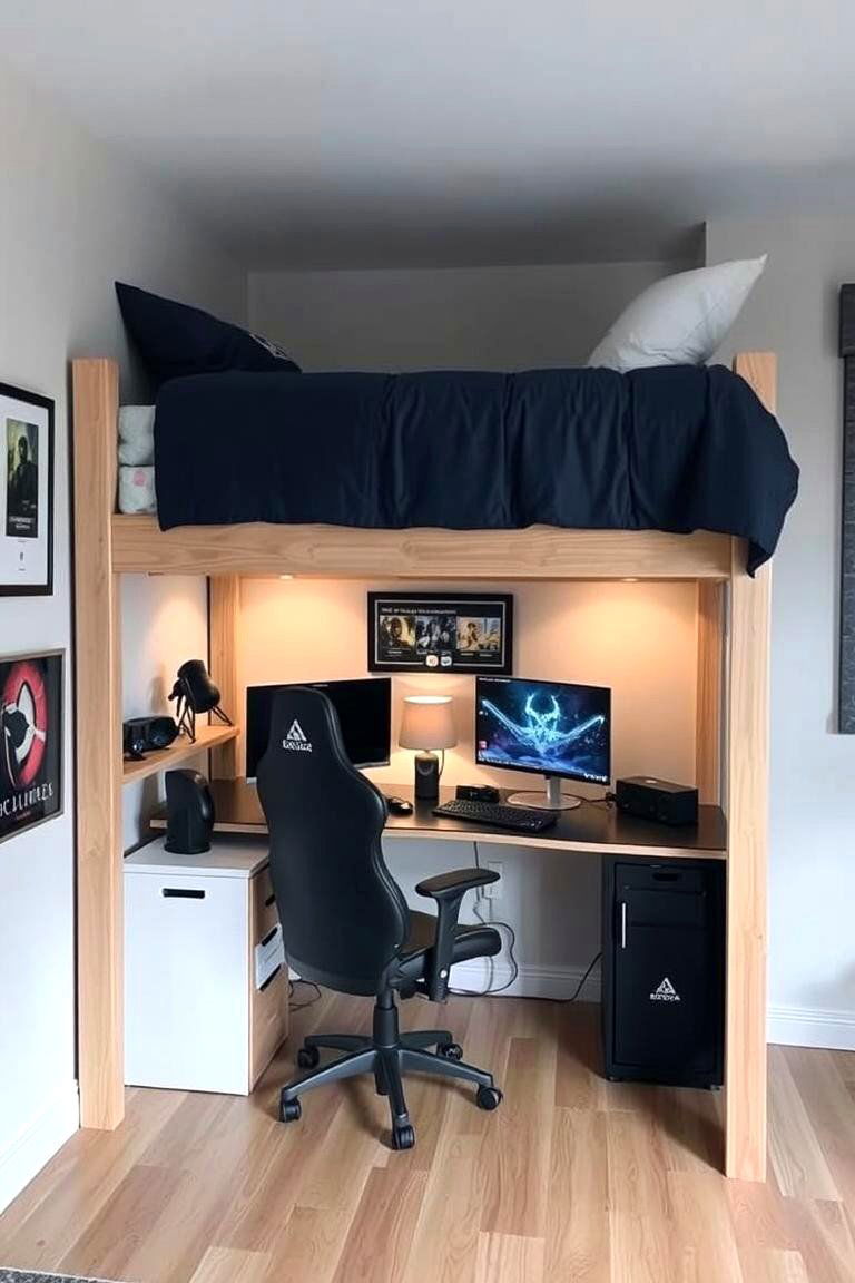 Elevated Bed Gaming Space - 24 Gaming Bedroom Ideas