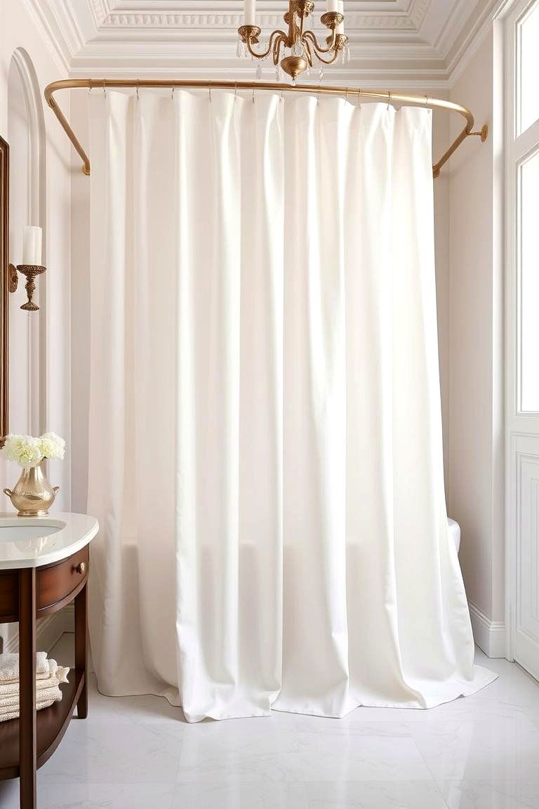 Elevated Elegance with Extra Long Shower Curtain - 24 Shower Curtain Ideas